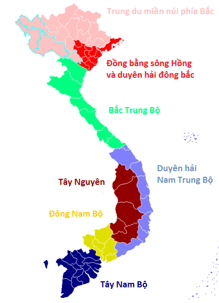 Bản đồ các vùng kinh tế Việt Nam